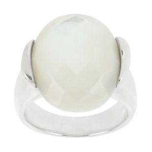 Michael Dawkins Sterling Silver Faceted Mother-of-Pearl Oval Ring size 6.75